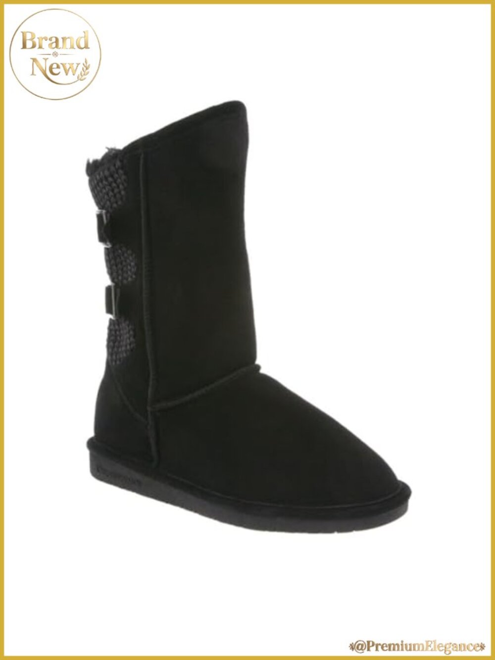 Suede Sheepskin Wool Lined Mid Calf Slip On Winter Boot